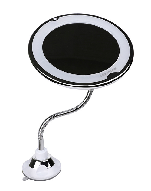 LM209 Зеркало косметологич.10x с подсветкой, на гибкой штанге и присоске Gezaton