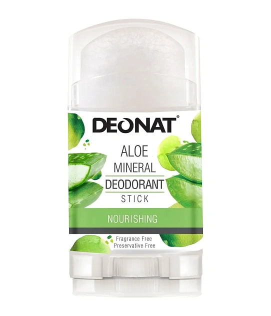 Дезодорант-Кристалл "Деонат" Калиевый с натуральным соком Алое, стик плоский, вывинчивающийся 100гр.